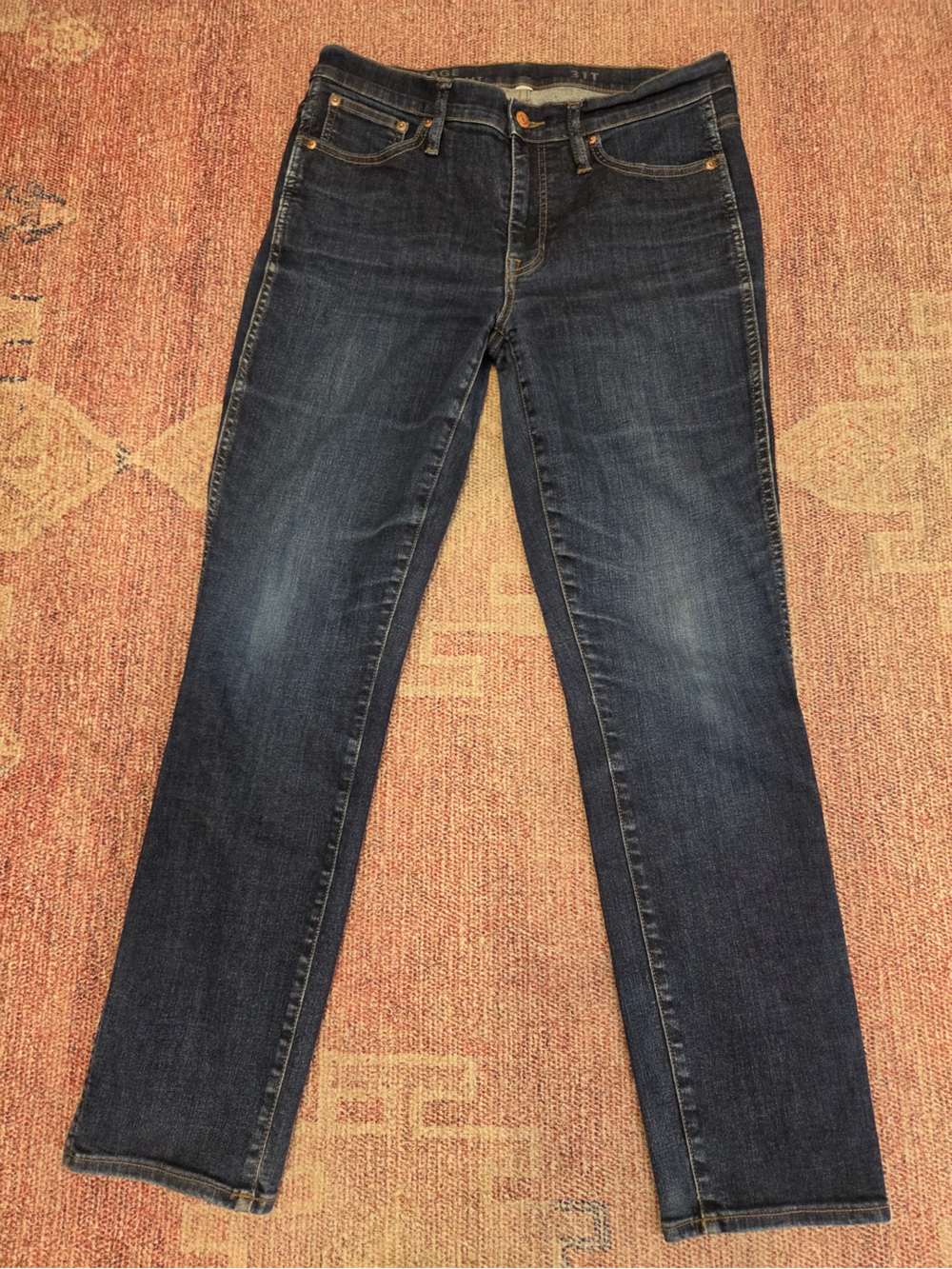 J crew vintage slim straight med wash mid rise jeans size 31 tall